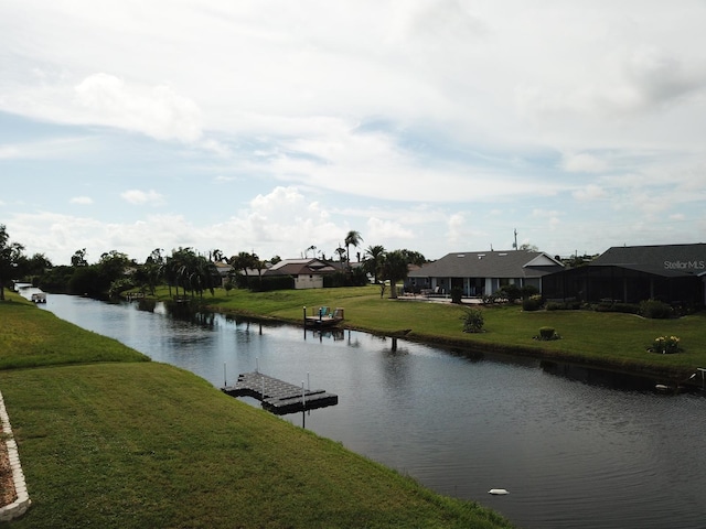 property view of water with a boat dock