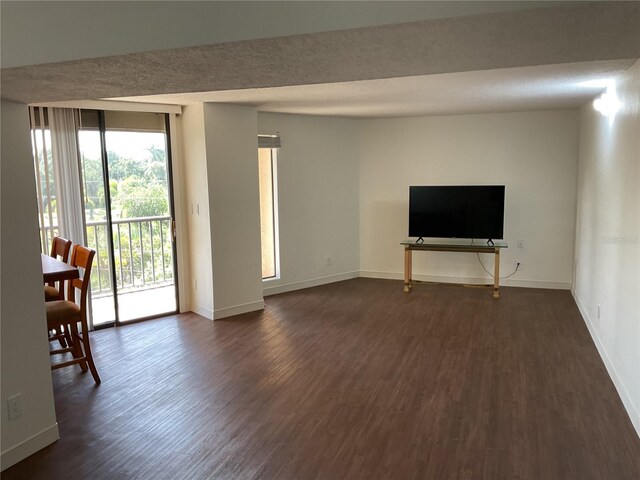 unfurnished living room featuring dark hardwood / wood-style flooring