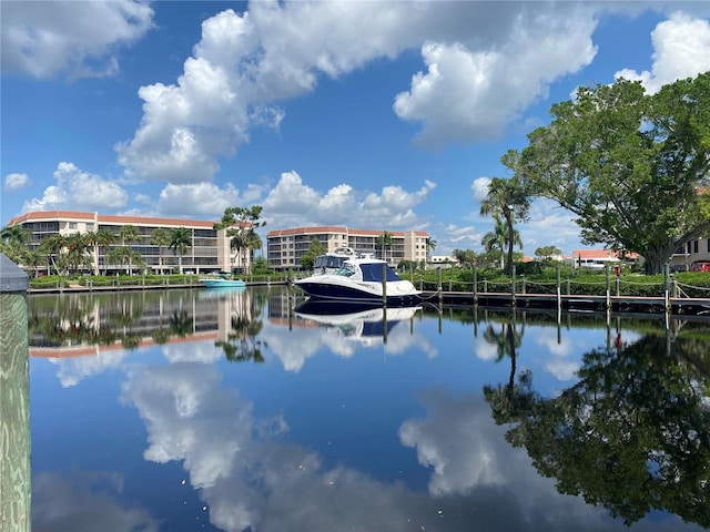 property view of water with a boat dock