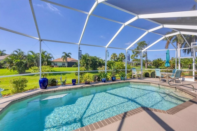 pool featuring a patio area and a lanai