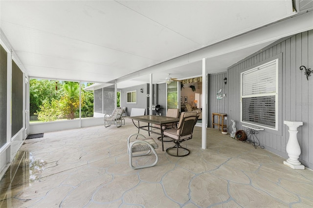 view of patio / terrace featuring ceiling fan and outdoor dining area