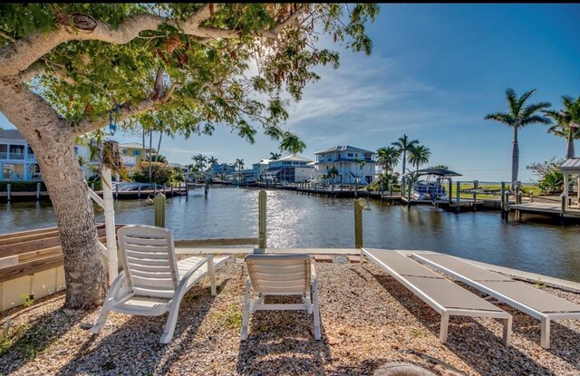 view of dock featuring a water view