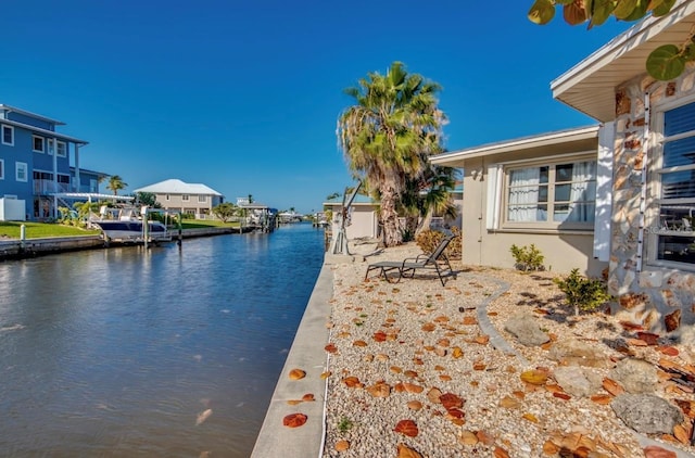 property view of water with a boat dock