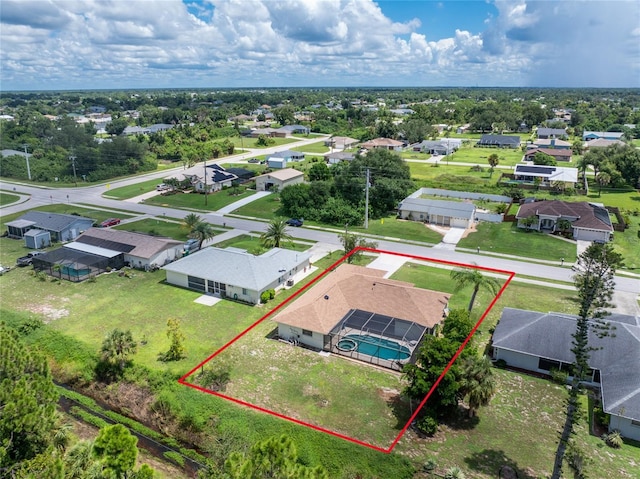 aerial view featuring a residential view