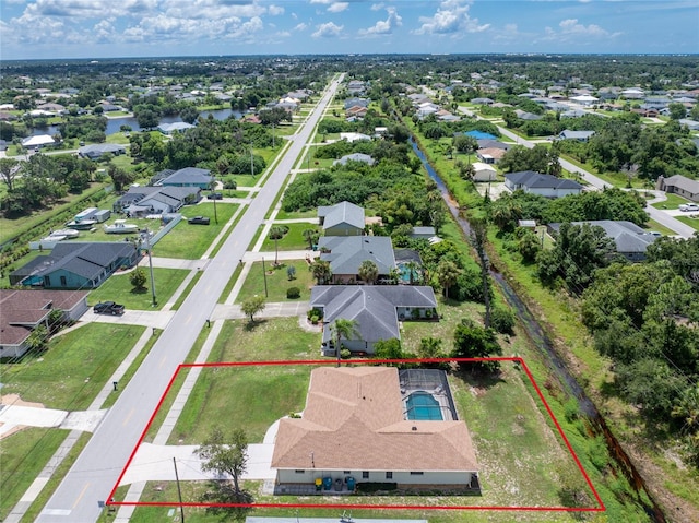 aerial view featuring a residential view