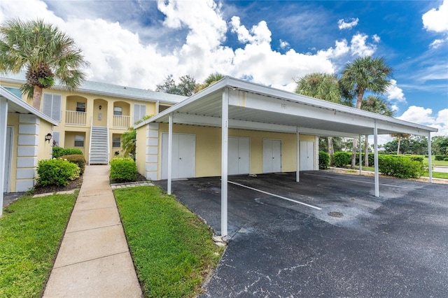 view of covered parking lot