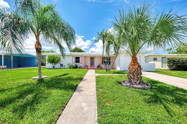 ranch-style house featuring a front yard