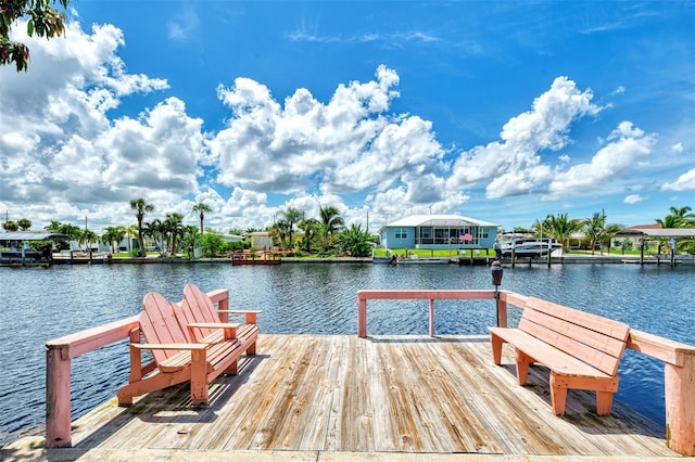 view of dock featuring a water view