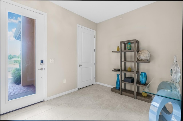 interior space with light tile patterned flooring