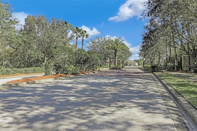 view of road with curbs and sidewalks