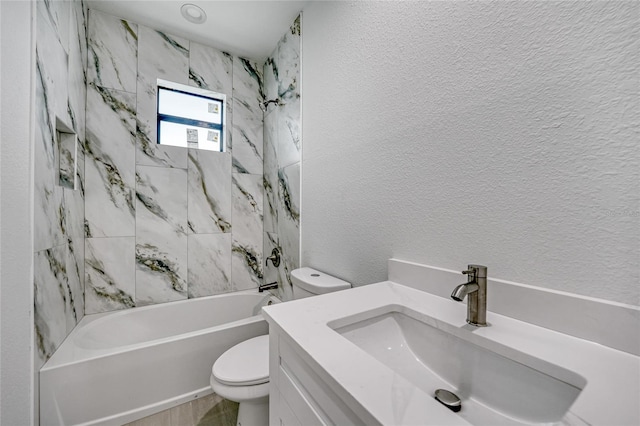9262 Genesee St, Port Charlotte, FL 33981 - full bathroom with vanity, tub / shower combination, and a textured wall