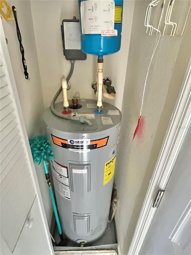 utility room with electric water heater