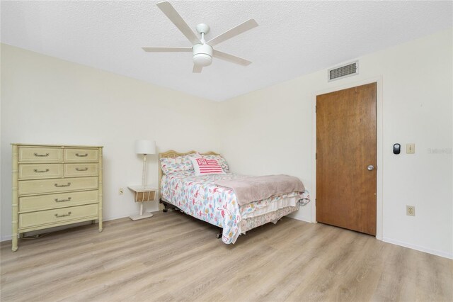 3 Quails Run Blvd Unit 8, Englewood, FL 34223 - bedroom featuring a textured ceiling, visible vents, a ceiling fan, and light wood-style floors