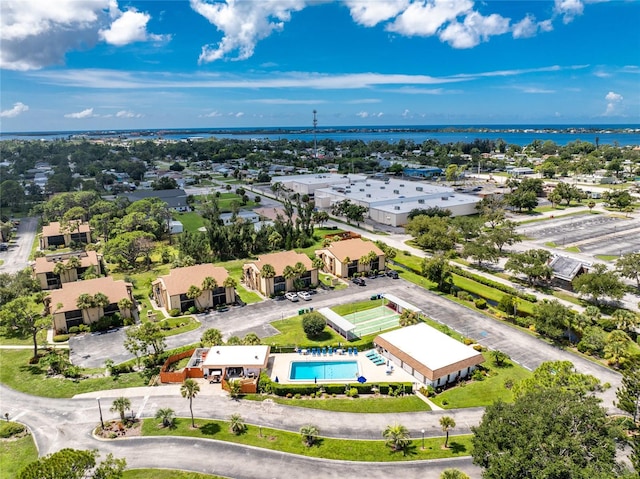 bird's eye view featuring a water view