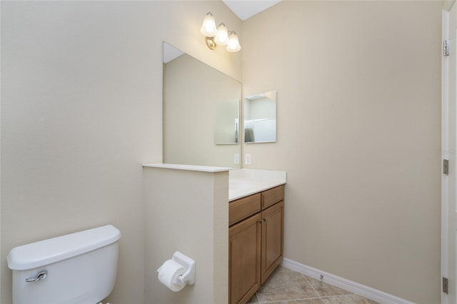 bathroom featuring vanity, toilet, and tile patterned floors