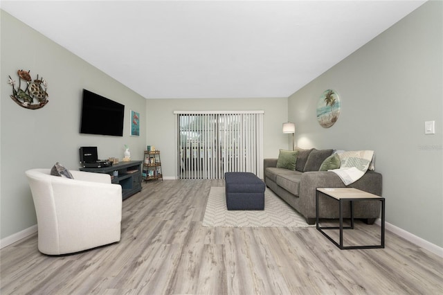 living room featuring light wood-type flooring