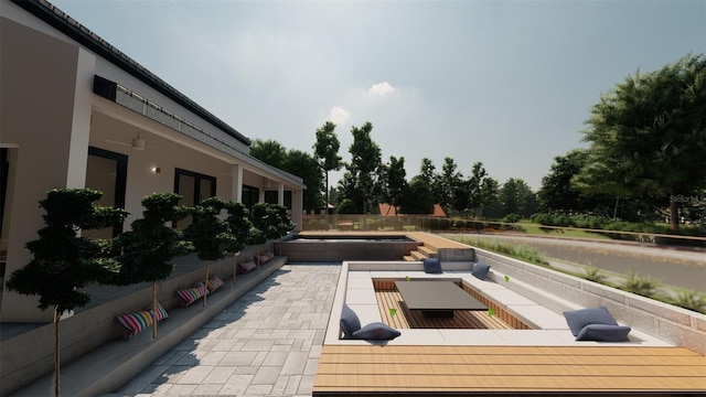 view of patio / terrace featuring a pool