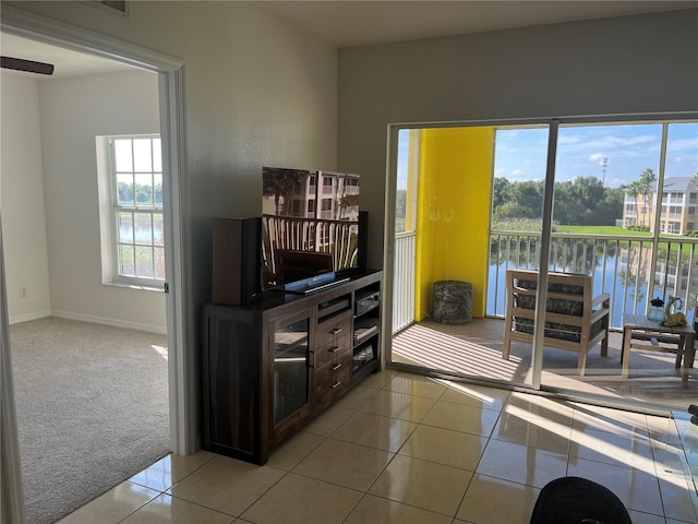 view of tiled living room