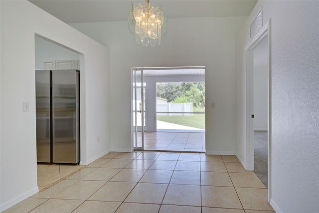 interior space with a chandelier