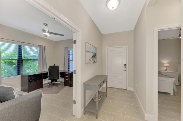 office area featuring ceiling fan