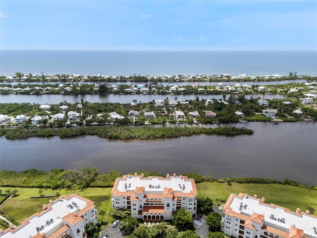 bird's eye view featuring a water view