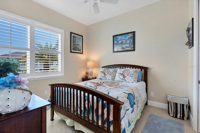 bedroom featuring ceiling fan