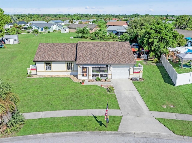 drone / aerial view with a residential view