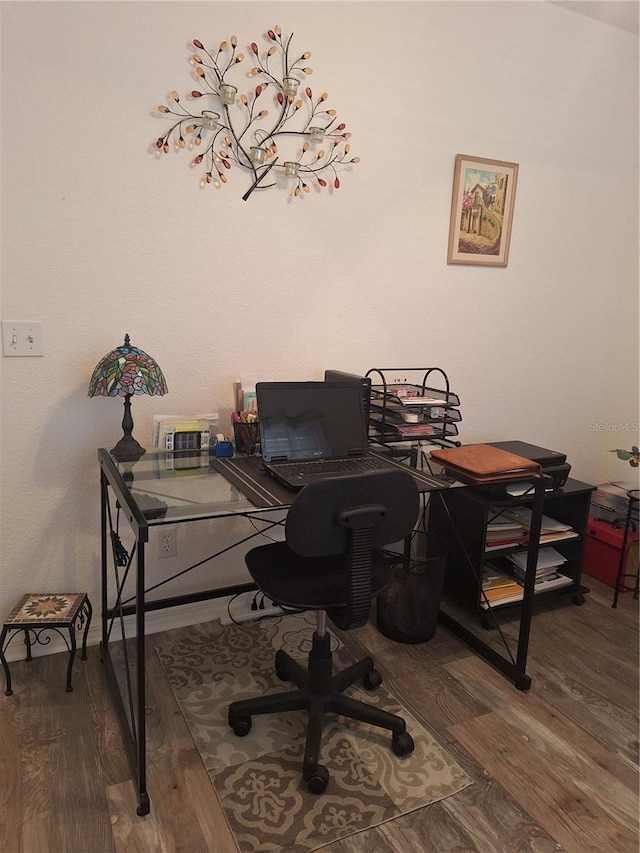 office with wood-type flooring