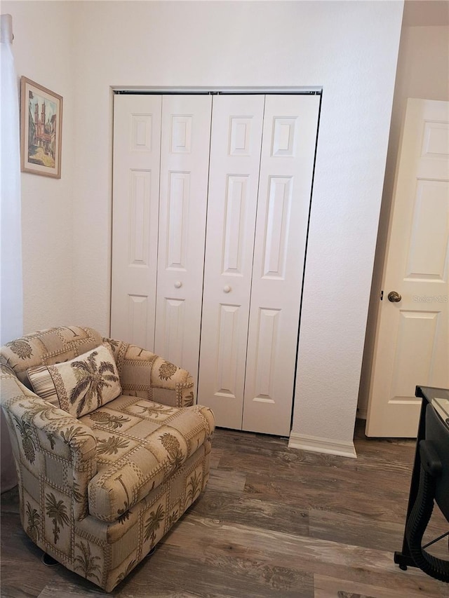 interior space with dark hardwood / wood-style flooring