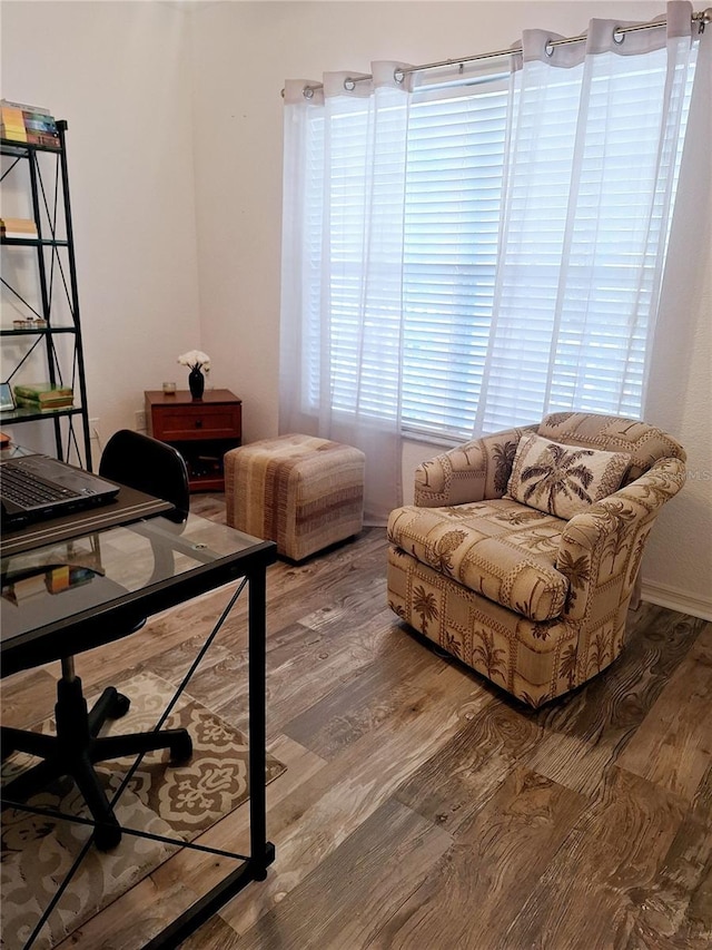 office with hardwood / wood-style flooring