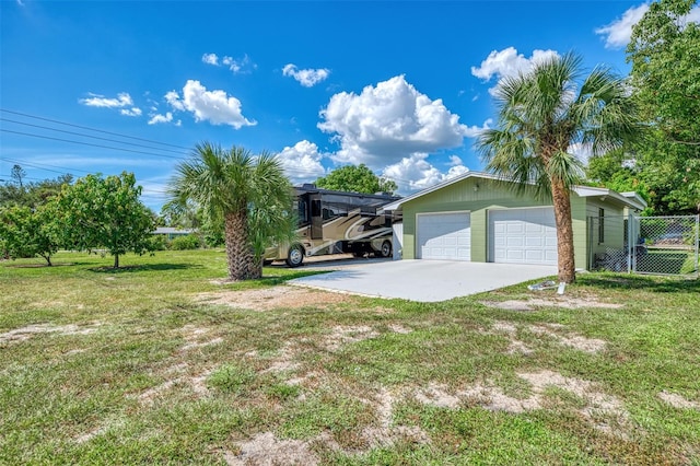 view of yard with a garage