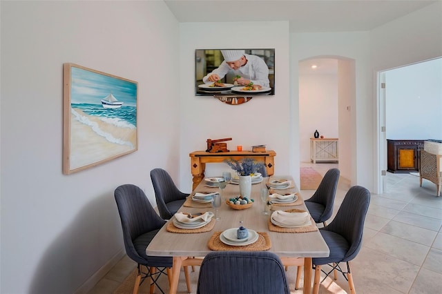 dining room with light tile patterned floors