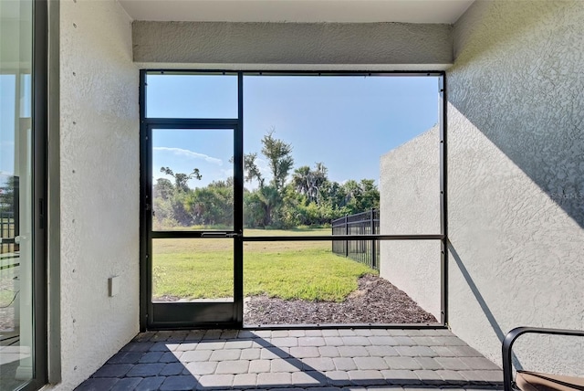 view of unfurnished sunroom