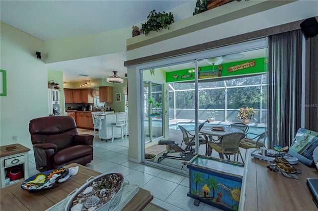 view of tiled living room