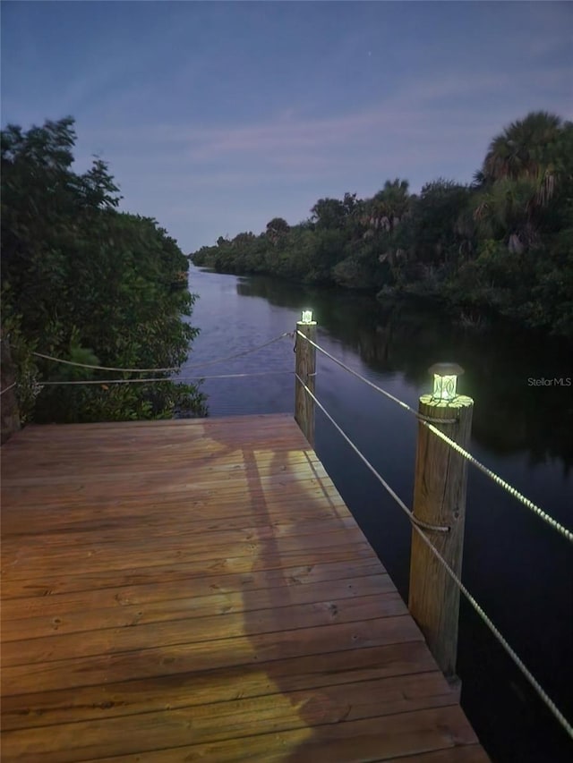 dock area featuring a water view