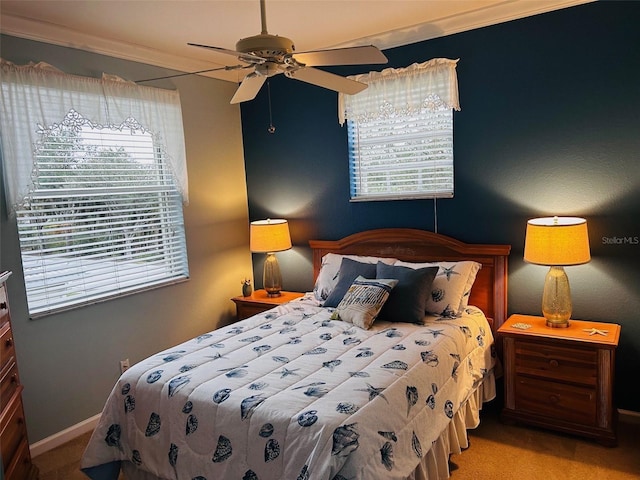 carpeted bedroom with multiple windows