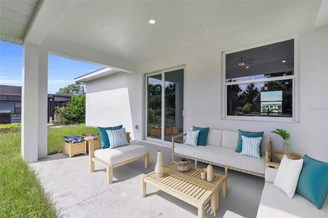 view of patio featuring an outdoor hangout area