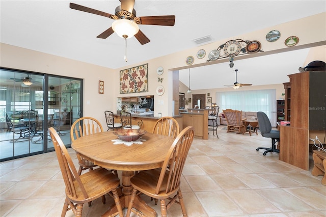 view of tiled dining space