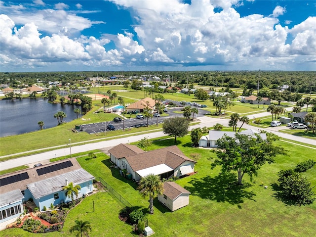 bird's eye view featuring a water view