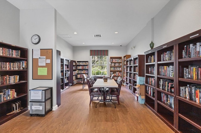 dining area with light hardwood / wood-style floors