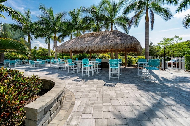 view of property's community with a patio