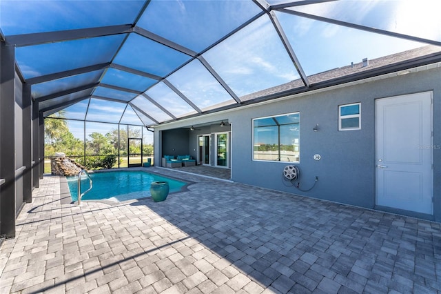 14344 Amestoy Ave, Port Charlotte, FL 33981 - pool with a patio area, ceiling fan, and a lanai