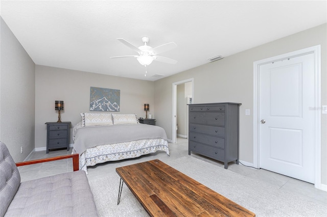 bedroom featuring ceiling fan