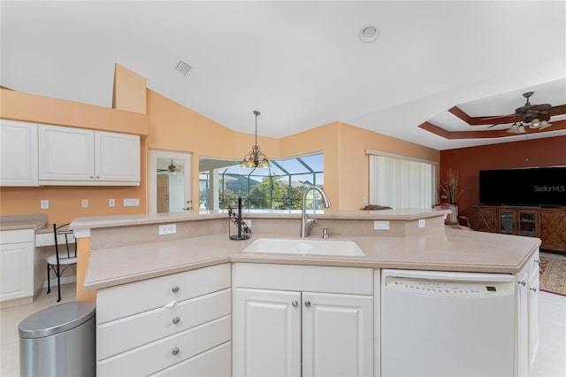 240 White Marsh Ln, Rotonda West, FL 33947 - kitchen with a ceiling fan, visible vents, a sink, and dishwasher