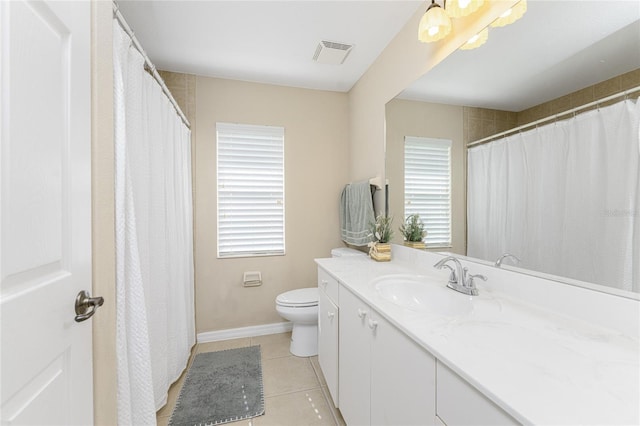 240 White Marsh Ln, Rotonda West, FL 33947 - full bathroom with plenty of natural light, visible vents, tile patterned flooring, and toilet