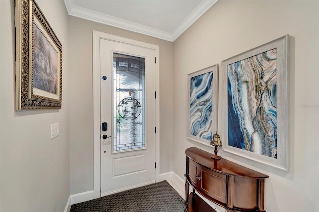 foyer featuring crown molding