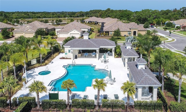 view of swimming pool featuring a gazebo and a patio