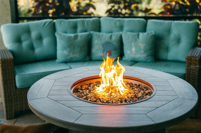 details featuring a fire pit