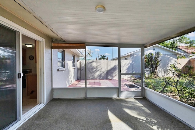 view of unfurnished sunroom