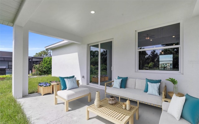 view of patio / terrace with an outdoor living space